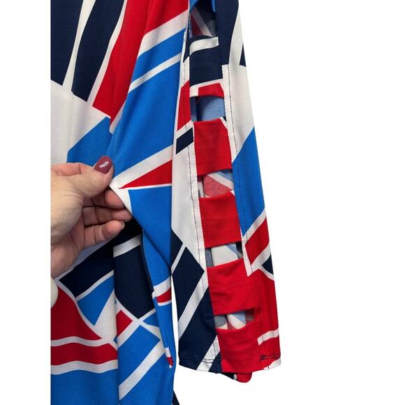 Alfred Dunner Stunner!  Boho Primary Color Design Women Tunic 1X Peek-a-boo - Picture 4 of 9